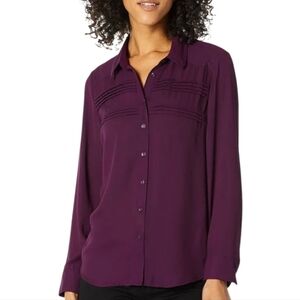Nanette Lepore Mulvberry Gypsy Rose Women's Purple Button-Up Blouse Plus Size 2X